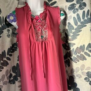 Express Fuchsia Lace Detail Top
